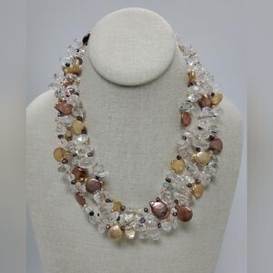 3 Standar Quartz Genuine Peral Necklace / Sterling Clasp Free Pearl  Earrings